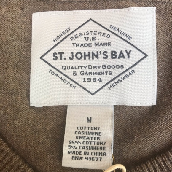 St. John’s Bay Heather Brown V-Neck Sweater - Picture 5 of 7